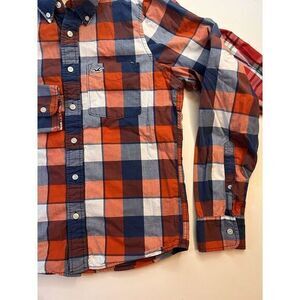 Hollister‎ Mens Shirt Size M Medium AUBURN ORANGE BLUE